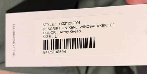 Saturday's NYC Green Kenji Windbreaker Tee Cotton & Nylon Blend T-Shirt Sz L NWT - Picture 17 of 17