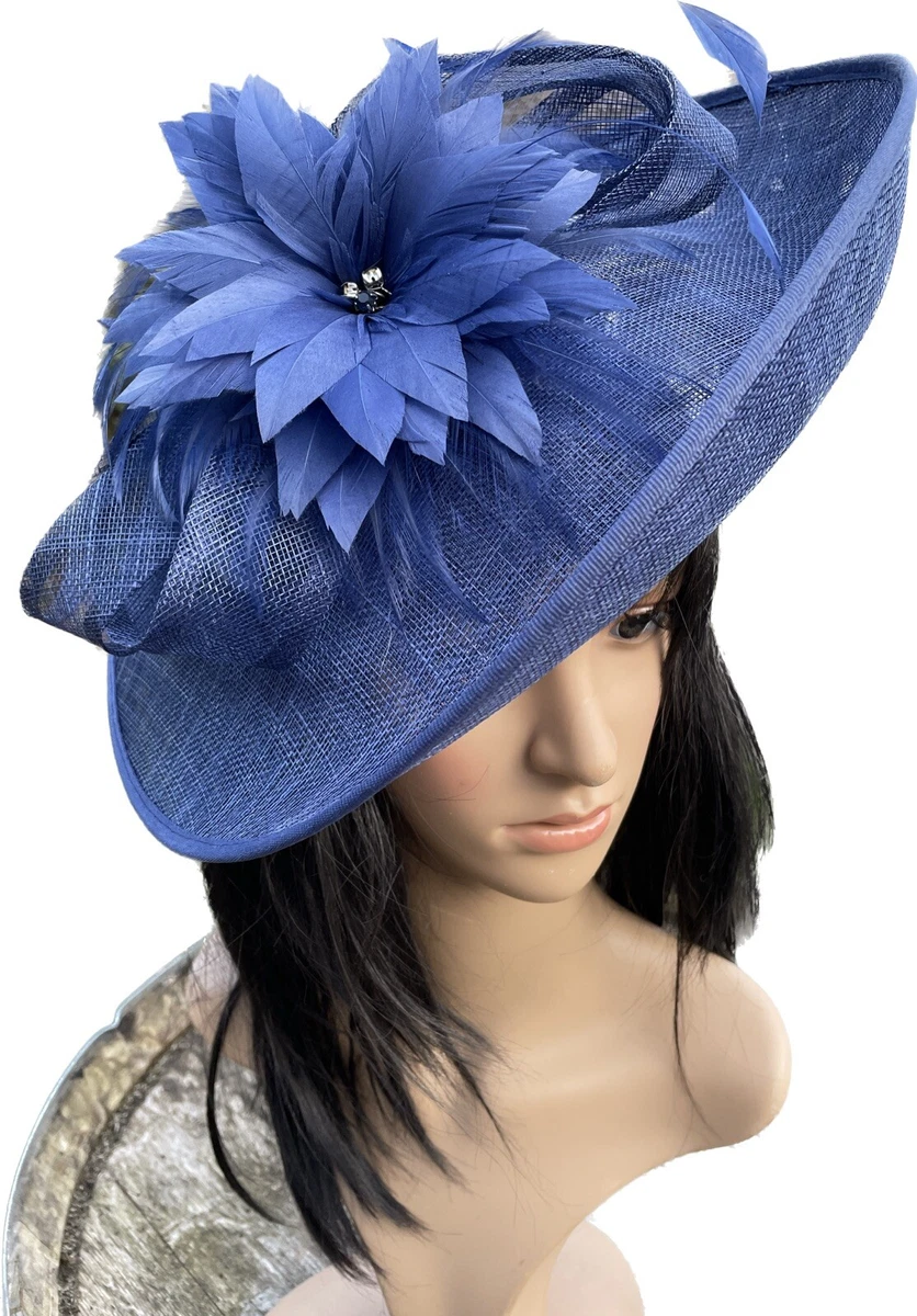 NIGEL RAYMENT BLUE WEDDING HAT DISC FASCINATOR MOTHER OF THE BRIDE