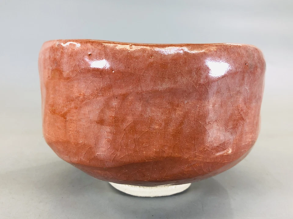 Y5690 CHAWAN Raku-ware Caja Roja Firmada Japón Antiguo Té Ceremonia Tazón Cerámica Foto 4 de 4