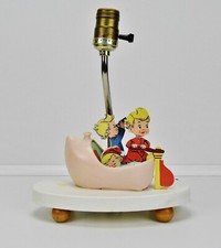 Rare   Dolly Toy Co. Wynken, Blynken  Nod Children  s Lamp/Nightlight 1950s 