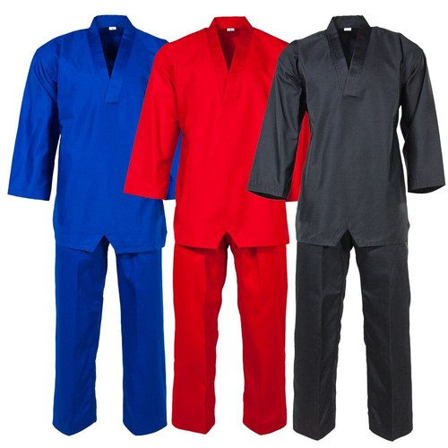 Tiger Claw Lightweight Poly-Cotton V-Neck Uniform Color Blue, Size 4 - Picture 2 of 2