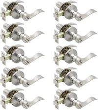 Probrico Bed/Bath Door Levers Wave Style Handles in Satin Nickel Wholesale Priva