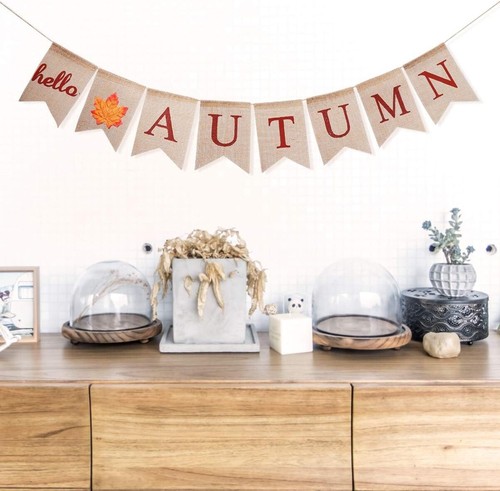 Hello Autumn Banner – Linen Maple Leaf Garland for Fall Decorations - - Picture 3 of 9
