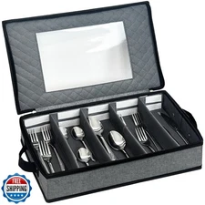 VERONLY Flatware Storage Case, Silverware Storage Box Chest with 