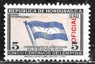 HICK GIRL USED HONDURAS STAMP SC#CO90 1957 AIRMAIL OFFICIAL L115
