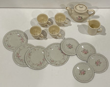 VTG Pfaltzgraff Tea Play Set Perennials Rose Ohio Art COMPLETE 15 Piece Set