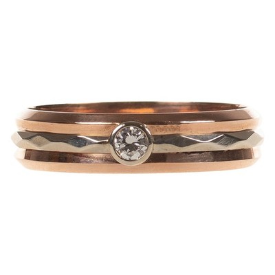 Ring Gold 585 bicolor mit 0,15 ct. Brillant VVS Gr. 67/21,3 mm  (D3561)