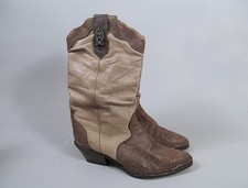 Vintage Zodiac Boots Womens Size 8 Beige Mid-calf Slouchy Western USA 427009