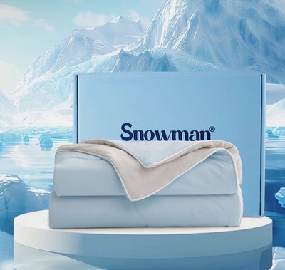Snowman-Cool Touch Cooling Comforter King Sz - 106 x90  - Blue/Gray - NEW!
