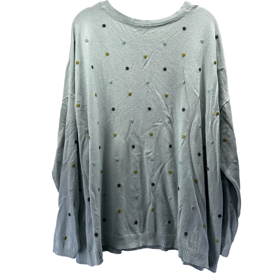 Suéter para mujer Jill talla 2X verde bordado lunares manga larga tejido Foto 2 de 4