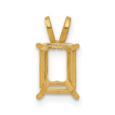 Echt 14K Gelbgold 8x6 Smaragd Anhänger Fassung; Damen & Herren