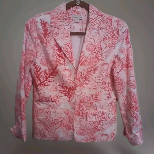 Coldwater Creek Coral Reef Short Pattern Lined Jacket Size 4/6 Women's Nice Cond - Picture 1 of 16
