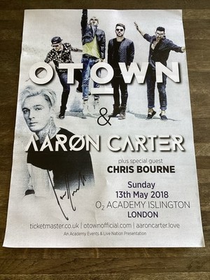 AARON CARTER Original Hand Signed 2018 May 13 O2 Gig Tour Poster