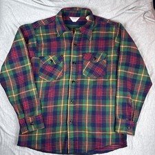 Vintage Frostproof Flannel 100 Cotton Size 16 Large Sanforized USA Green