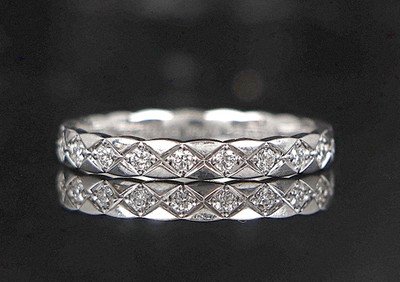 $5,200 Chanel Coco Crush 18K White Gold Pave Set Diamond Ring Band #59 Sz 8.75