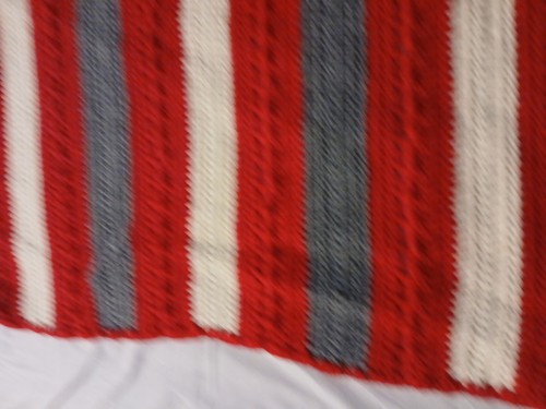 28 X 36 Handmade Crochet Baby/Lap Blanket Throw Red White Grey Stipes - Picture 3 of 11
