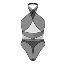 Victoria's Secret Very Sexy Sheer Reveal Halter Bodysuit/Teddy M *Black* NEW!