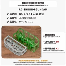 For RG Shining Gundam Domon Kasshu 3D Printed Custom Detail Parts Upgrade Kits