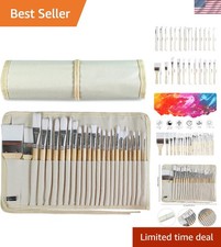 Complete 24-Piece Brush Set for Oil, Acrylic & Watercolor Painting Enthusiasts