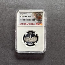 NGC PF70 SILVER UTAH STATE QUARTER ULTRA CAMEO W/TROLLEY LABEL