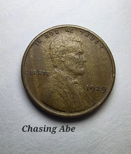 1929 Wheat Cent Woody Improper Alloy Mix Error Dual Fine Grain With Bold Stripe