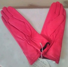 Vintage NWT Women's Lord  Taylor RED Leather Gloves Sz Small grandoe Brand