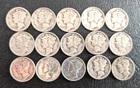 Lot of 15 Mercury Dimes 90% Silver