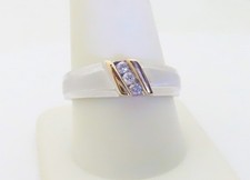 Mens Diamond Band White Gold Natural 3 Stone 10K Comfort Wedding Size 10.25 R643