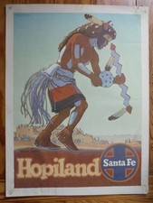 Poster Vintage Santa Fe Railroad 1949 Hopiland Buffalo Dancer di Don Perceval