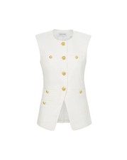 NEW, Veronica Beard Tamara Linen Vest Off-white Size 12 #SJ1735
