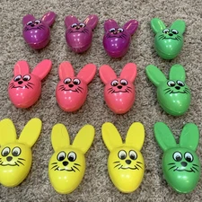 12 Vintage Hard Plastic Easter Bunny Candy Holders Sun Hill