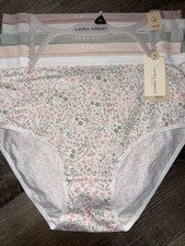 Laura Ashley Womens Brief Underwear Panties 5-Pair Organic Cotton Blend B XL