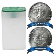 Roll of 20 - $1 American Silver Eagle 1 oz Random Year Impaired