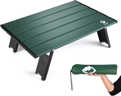 VILLEY Portable Mini Folding Beach Table, Ultralight Aluminum Side Green 