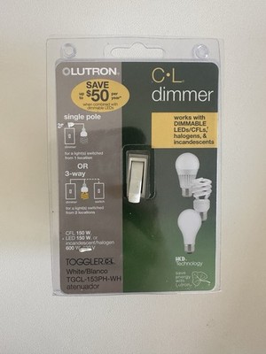 Lutron C L Dimmer Switch TGCL-153PH-WH On/Off Wall Switch White New NIB
