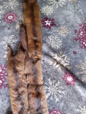 Brown Fur Stole Wrap with Animal Head and Tail Details Vintage Style