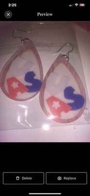 Patriotic USA Teardrop Wood Dangle Earrings Wood Patriotic Earrings 4th July NEW