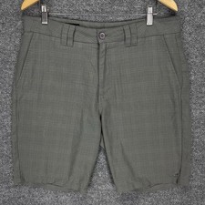 O  Neill Shorts Men  s 34 Gray Plaid Comfort Chino Flat Front 10  Ins Standard Fit