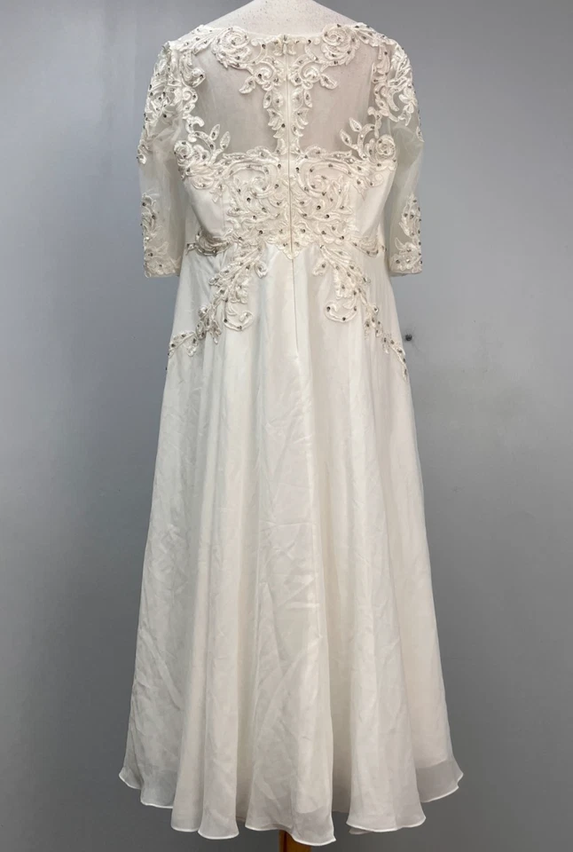 Vestido formal JJ's House marfil cuello redondo hasta el té con lentejuelas talla 16W 204911 Foto 4 de 4