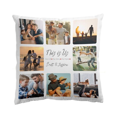 Personalised Photo Collage Pillow Case Custom Cushion Cover Family Gift 8 Images