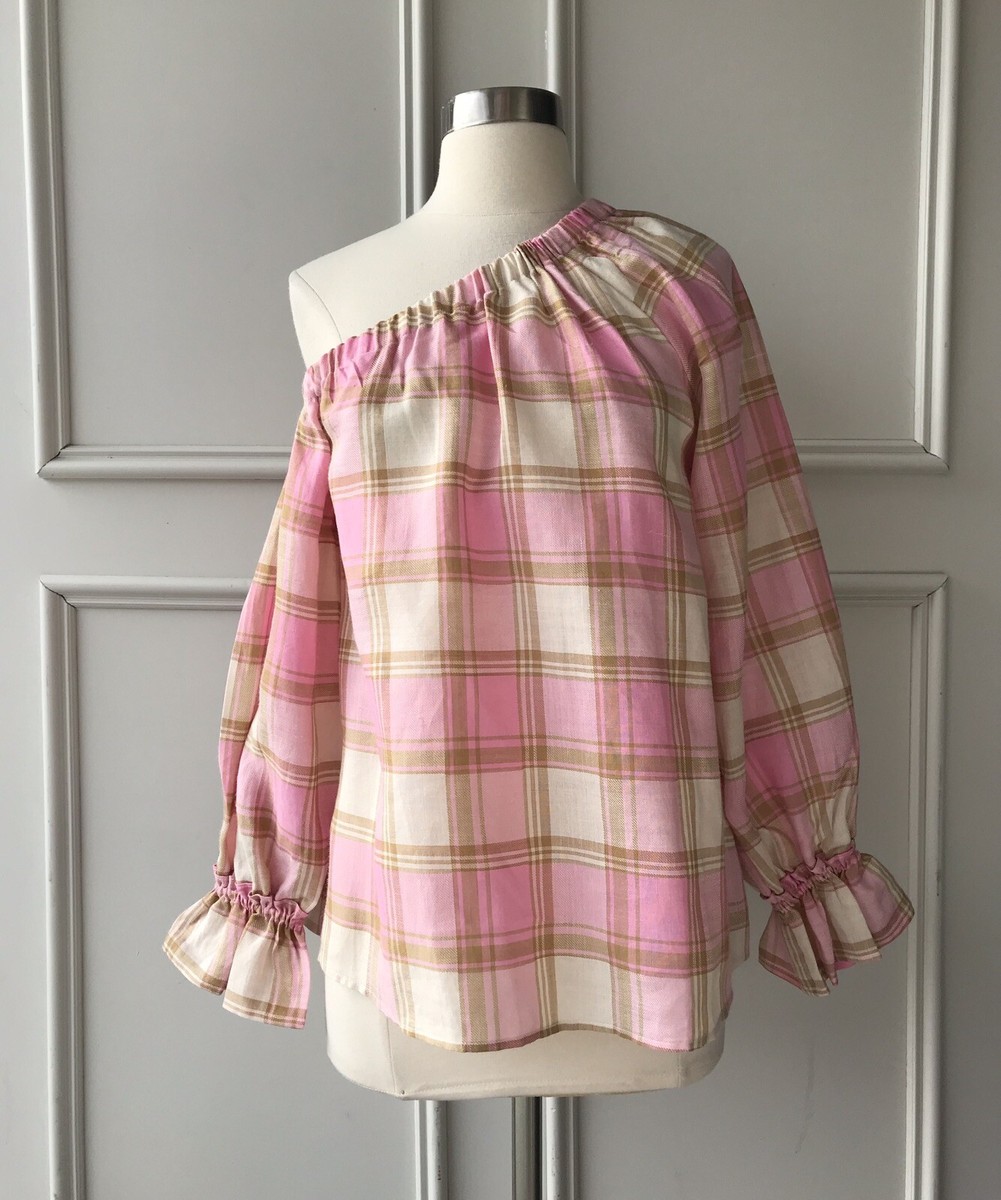 COUNTRY ROAD check asymmetric top candy pink $139 SIZE:14,L