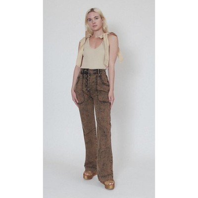 ULLA JOHNSON Women's Milo Jeans US 0 Brown Desert Palm Button Fly High Rise NWOT