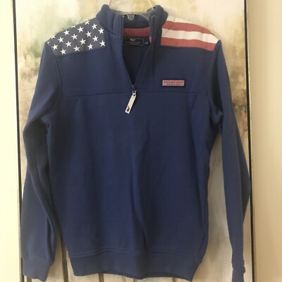 Vineyard vines Mens Pullover Pattern american flag upper blue XS