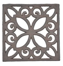 Decorative Trivet Square Cast Iron Hot Pad Kitchen Counter Table Decor