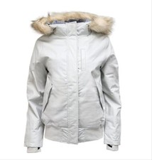 Hoodlamb Women's Icy Grey Short Furry Hooded Hemp Vegan Jacket Nwt