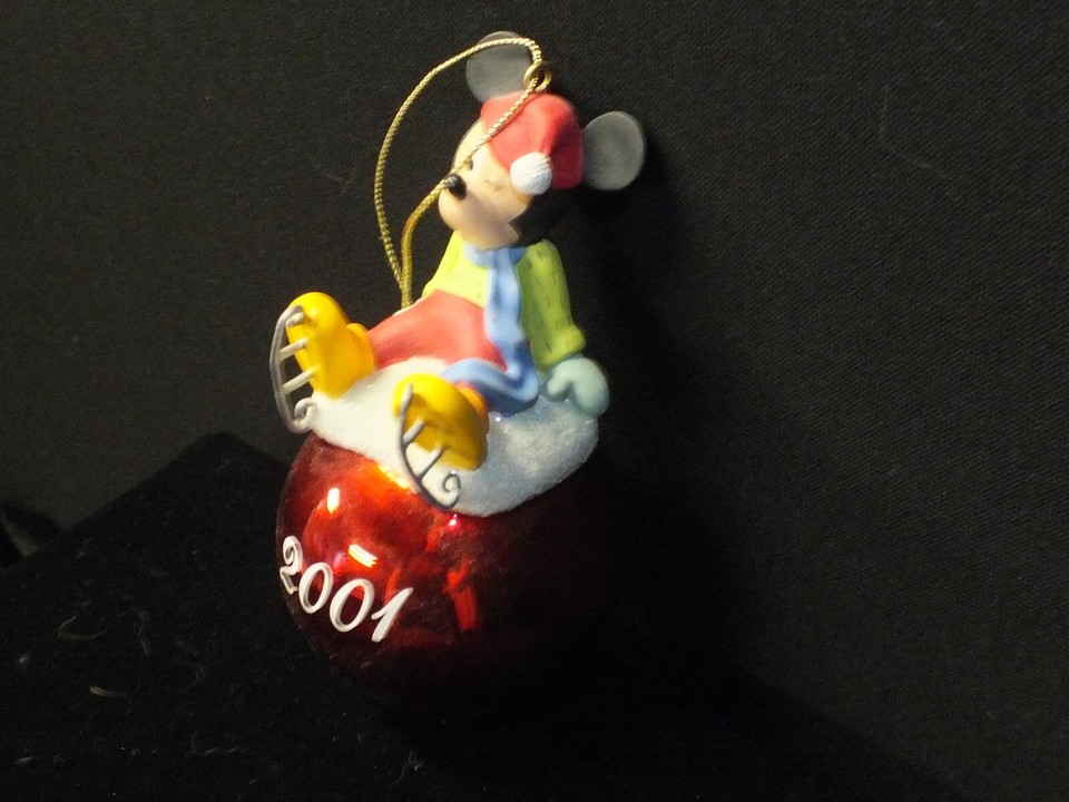 2001 Store Mickey Mouse On Ice Skates Christmas Ball Ornament eBay