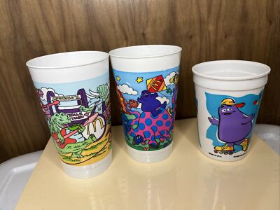 RARE 1992 1996 McDonalds Dinosaur Grimace Kids Cups Ronald Birdie