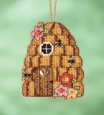 Cross Stitch Kit ~ Mill Hill Beehive House Garden Gnomes Ornament #MH16-2214