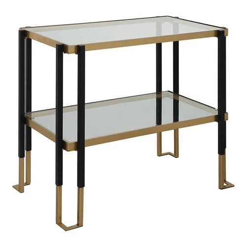 Uttermost Kentmore Contemporary Iron Metal and Glass Side Table in Matte Black - Picture 1 of 6