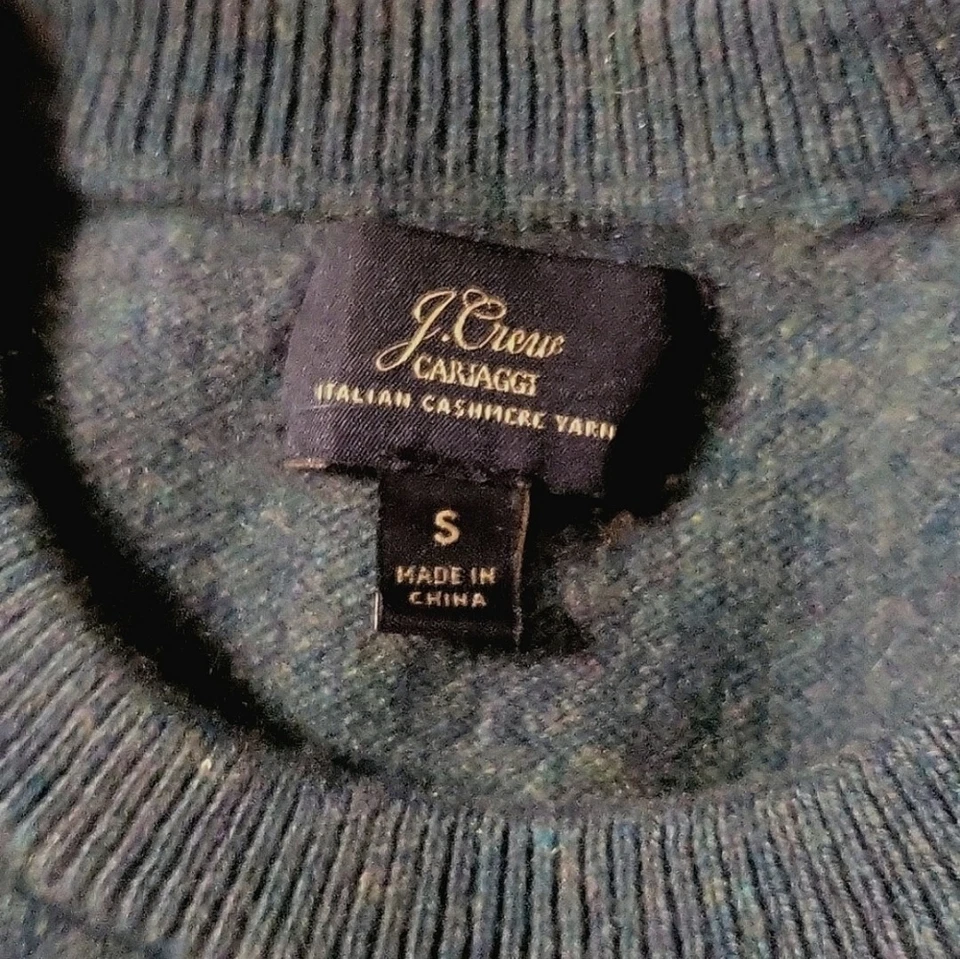 J. Suéter CREW CARIAGGI Cashmere gola redonda verde tamanho P novo sem etiquetas! - Imagem 2 de 4